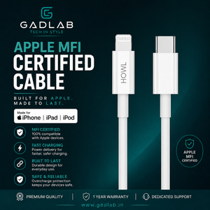 HOWL 30W USB-C to Lightning Fast Charging Cable – Apple MFi Certified | 1 Meter