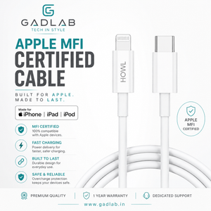 HOWL 30W USB-C to Lightning Fast Charging Cable – Apple MFi Certified | 1 Meter