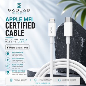 HOWL 30W USB-C to Lightning Fast Charging Cable – Apple MFi Certified | 1 Meter