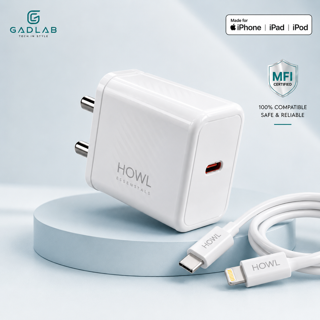 HOWL 33W GaN PD Fast Charger with Type-C to Lightning MFi Cable (HW-17)