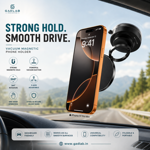3-Axis Adjustable Vacuum Magnetic Phone Holder | 360° Rotation | Strong Suction Dashboard Mount | Black