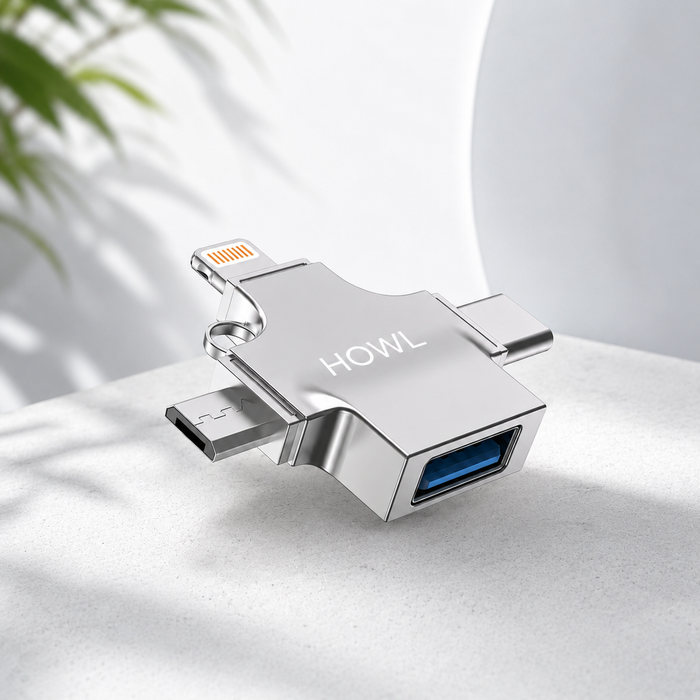 HOWL 3-in-1 OTG Multi Connector – Lightning, Type-C & Micro USB to USB