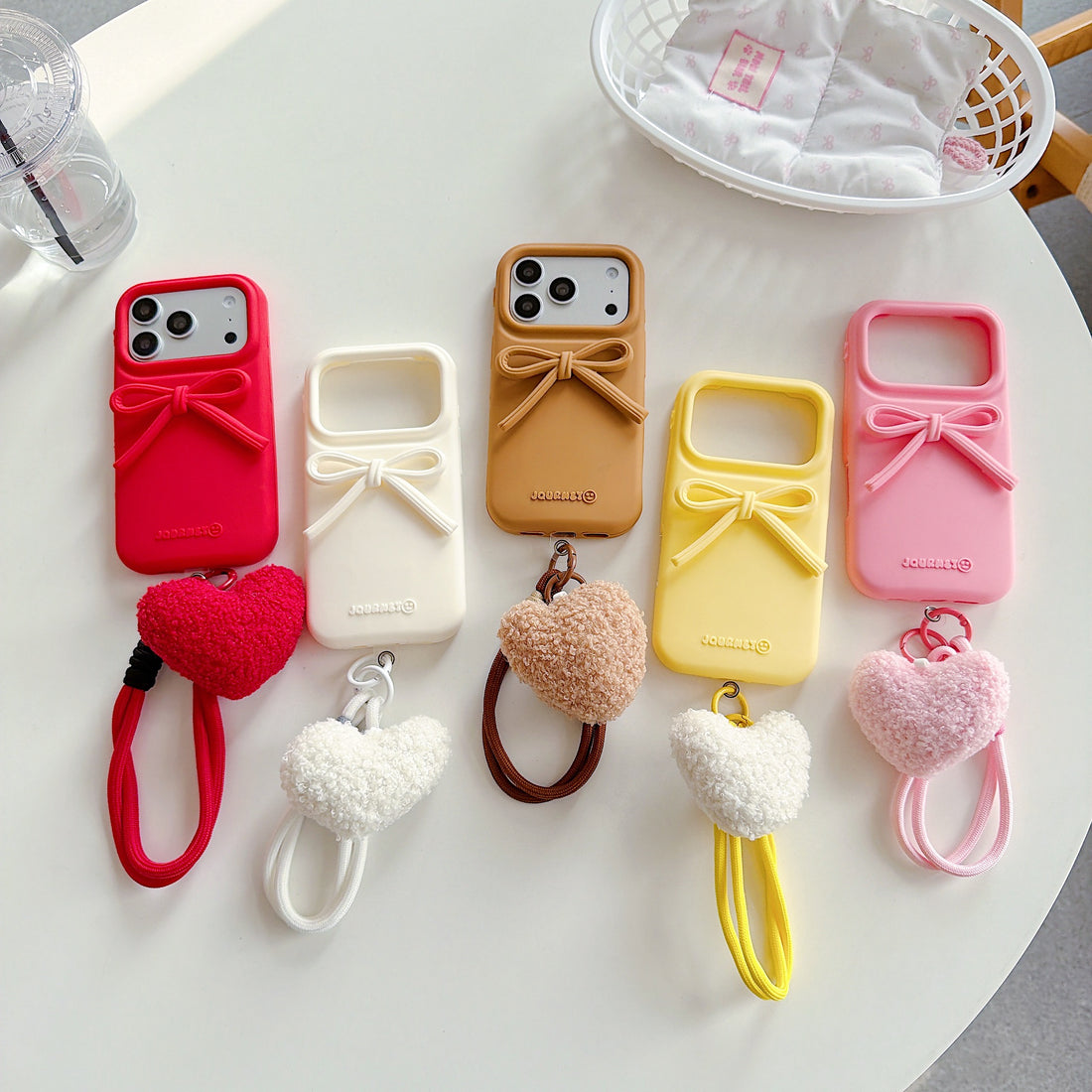 Bow Heart Strap Case for iPhone – Cute Silicone Protective Cover