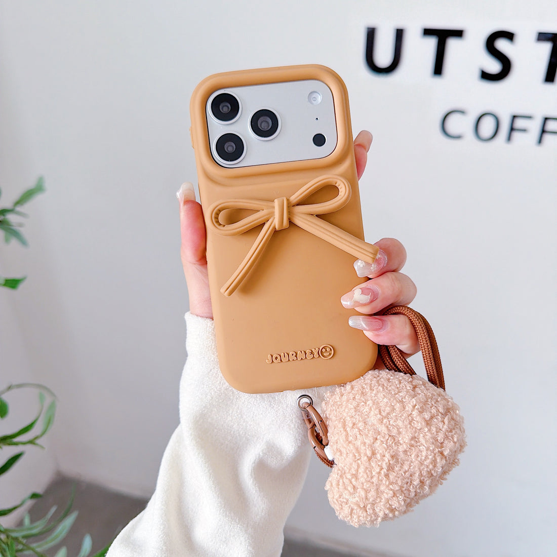 Bow Heart Strap Case for iPhone – Cute Silicone Protective Cover