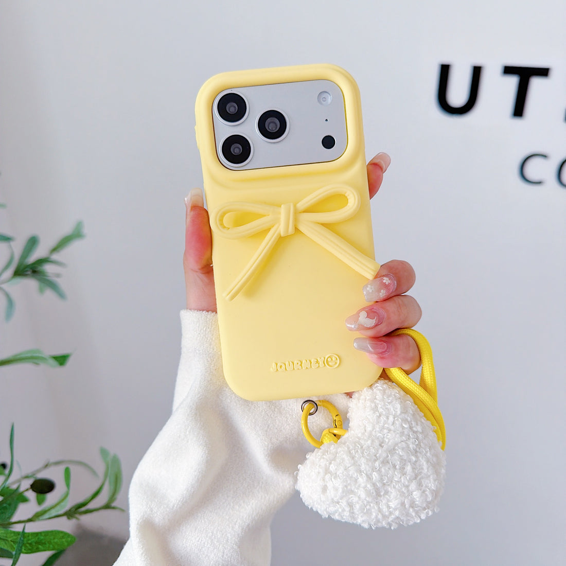 Bow Heart Strap Case for iPhone – Cute Silicone Protective Cover