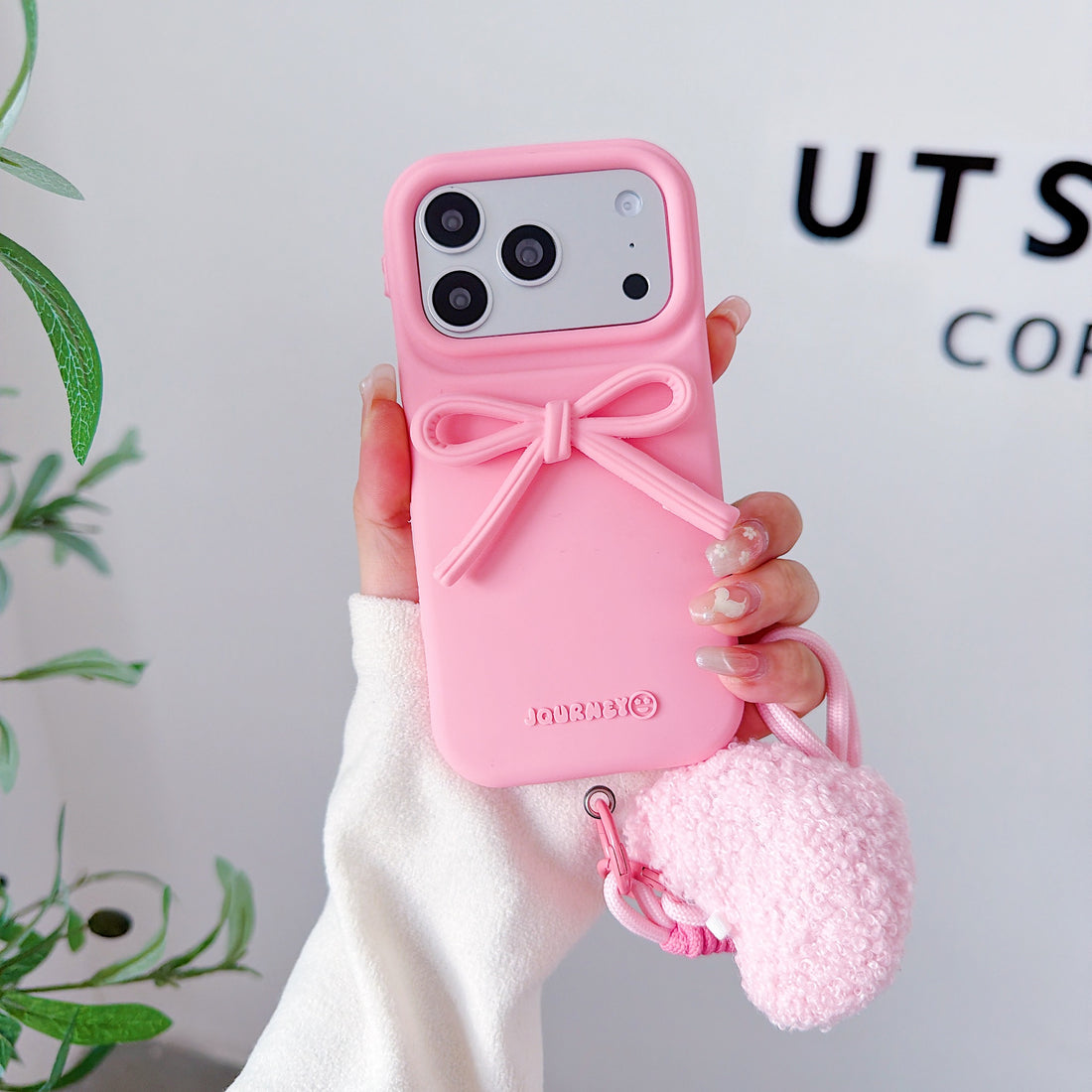 Bow Heart Strap Case for iPhone – Cute Silicone Protective Cover
