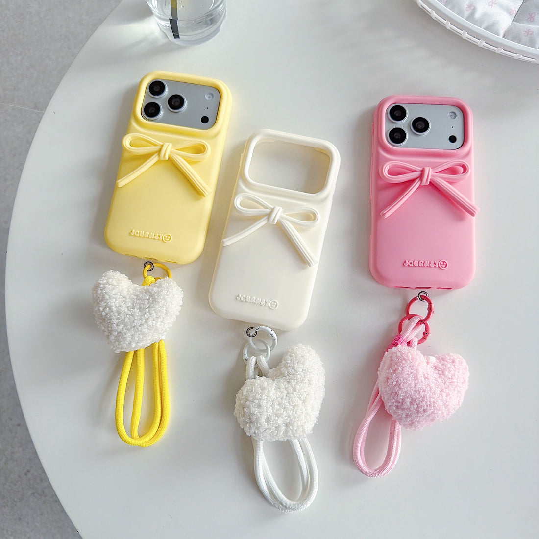 Bow Heart Strap Case for iPhone – Cute Silicone Protective Cover