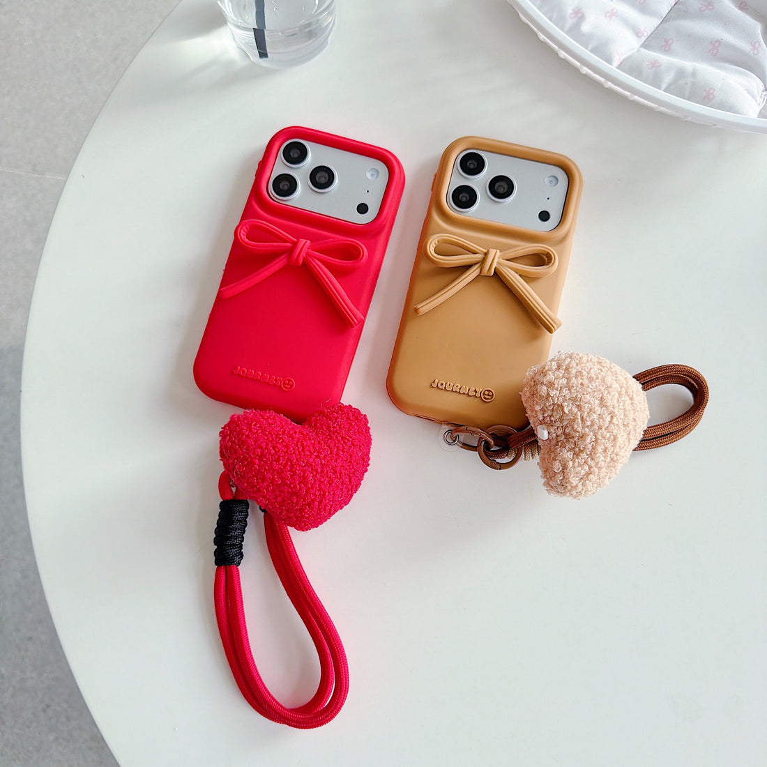 Bow Heart Strap Case for iPhone – Cute Silicone Protective Cover