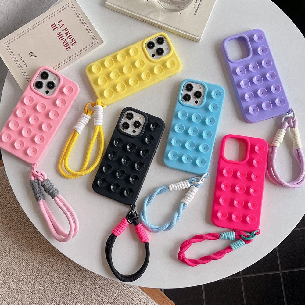 Suction Cup Silicone iPhone Case with Wrist Strap