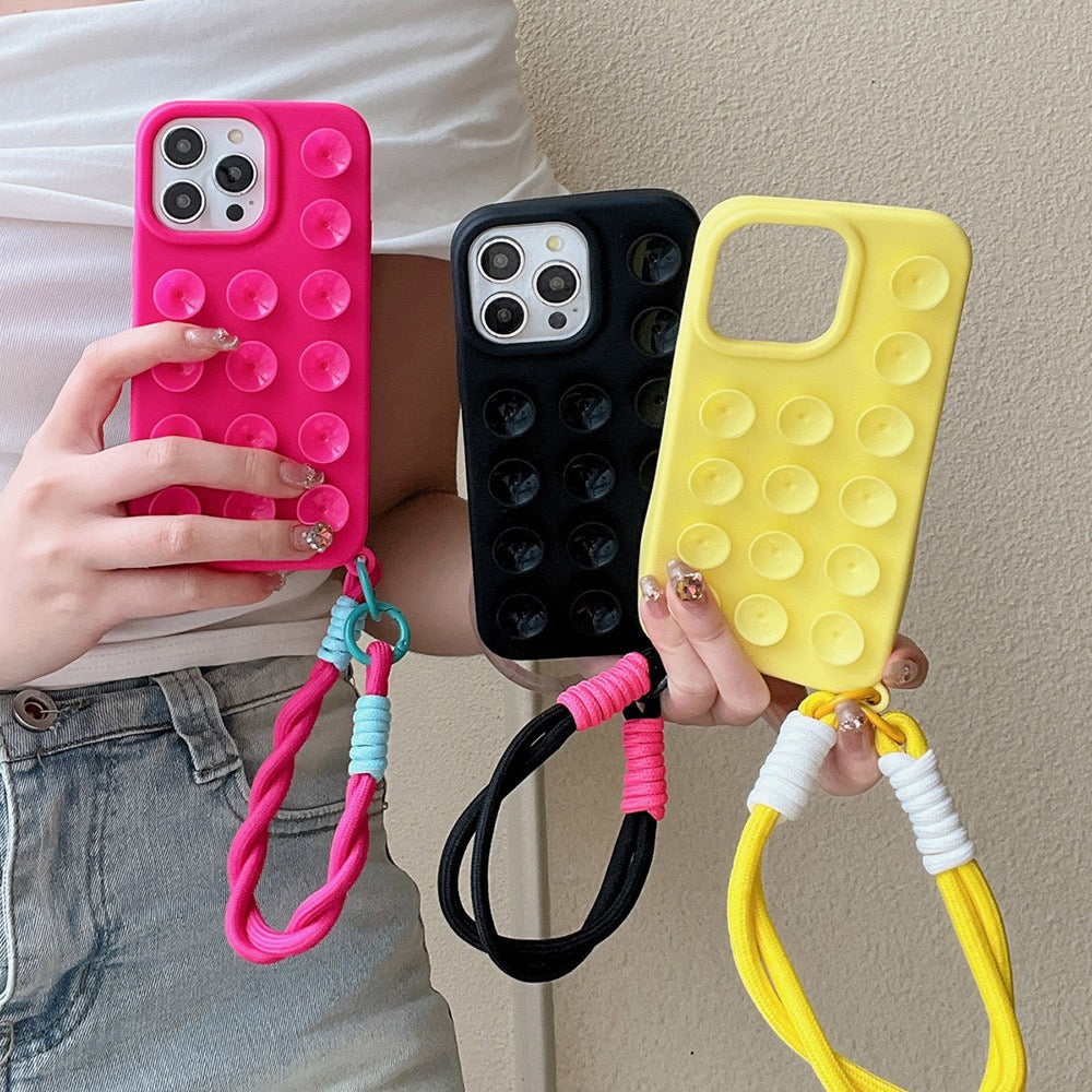 Suction Cup Silicone iPhone Case with Wrist Strap