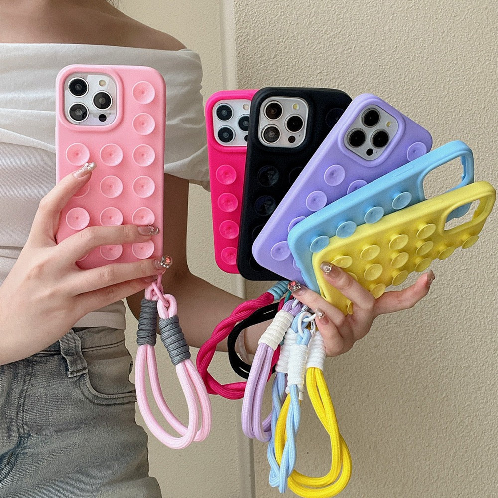 Suction Cup Silicone iPhone Case with Wrist Strap