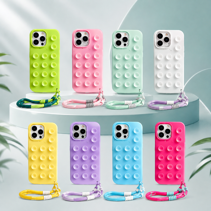 Suction Cup Silicone iPhone Case with Wrist Strap