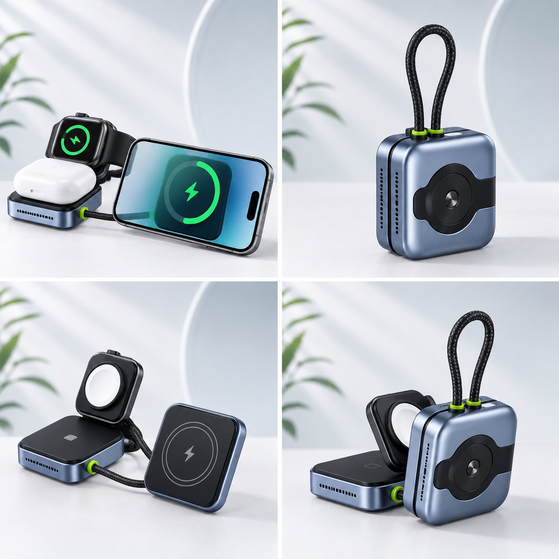 3-in-1 Foldable Magnetic Wireless Charger – 15W Fast Charging