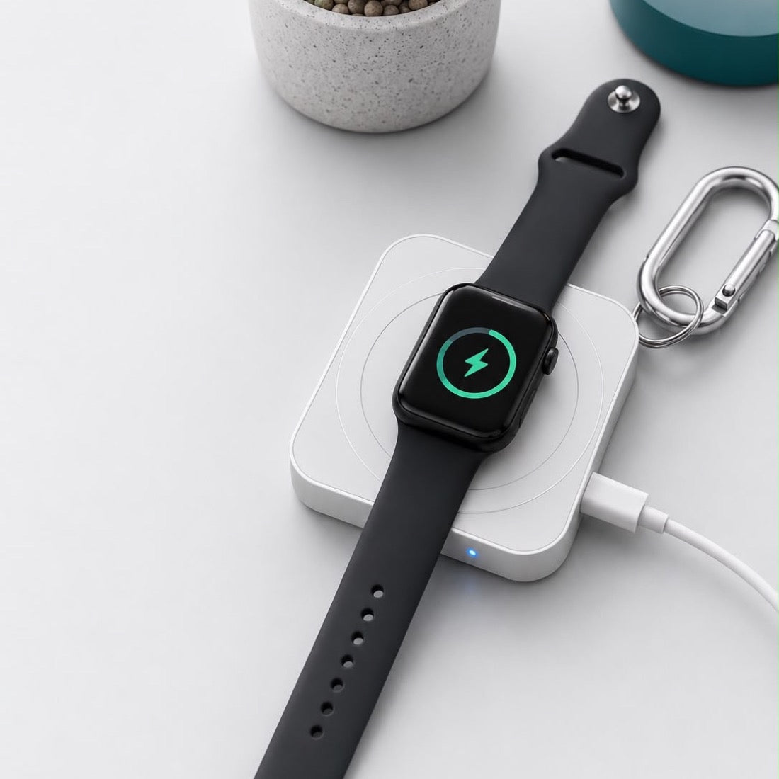 GADLAB wireless charger charging an Apple Watch