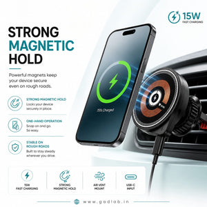 HOWL 15W Magnetic Wireless Car Charger | Air Vent Mount | Model HW