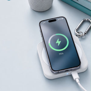 GADLAB 3-in-1 wireless charger charging an iPhone on the white pad